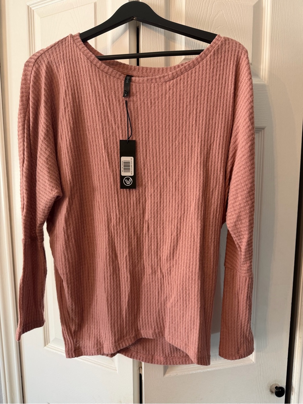 Women's Waffle-Knit Long Sleeve Top in Dusty Rose - V Brand